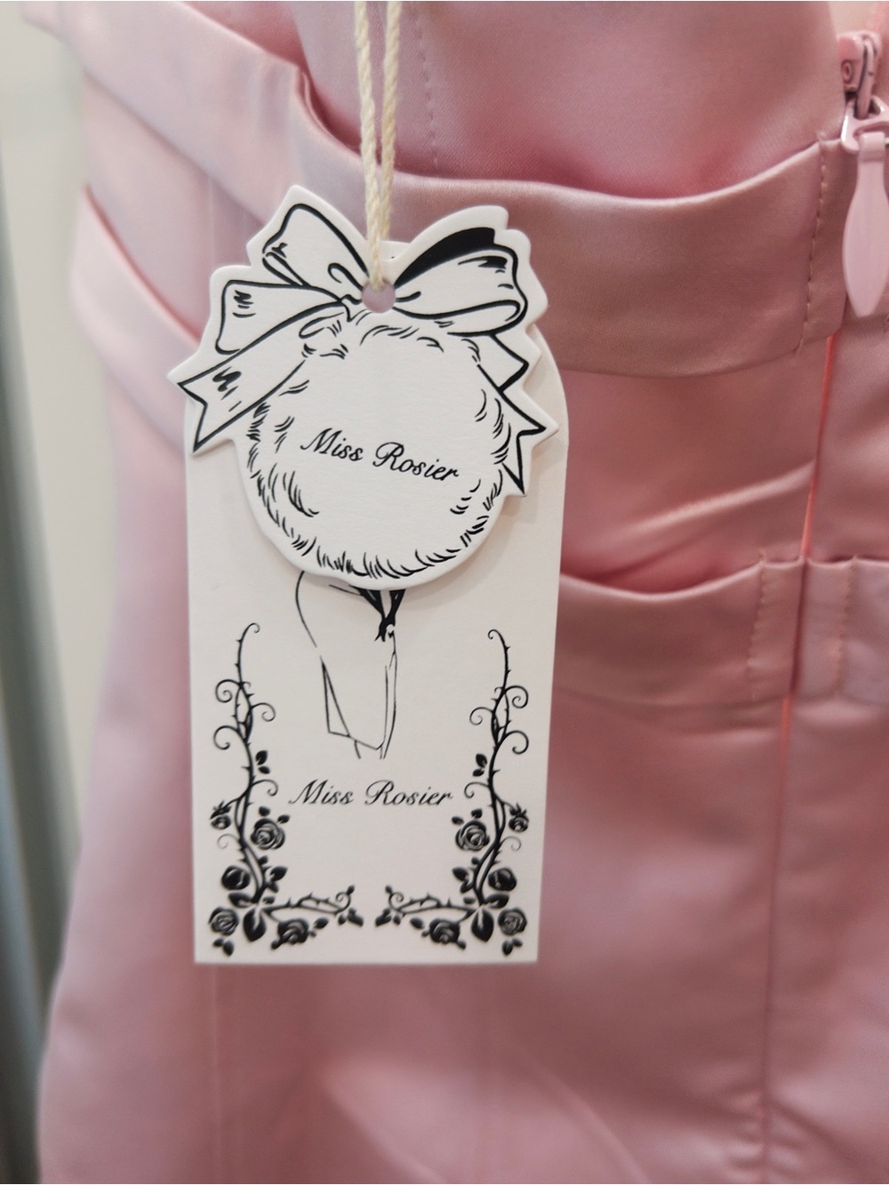 Strapless Pink Satin Bow Mini Dress - Picture 4 of 5